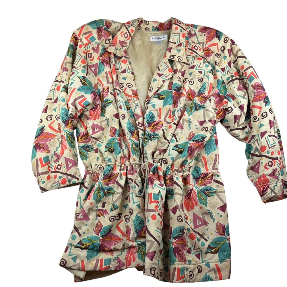 Marguerite Li Silk Blazer Jacket 2X Tropical Print